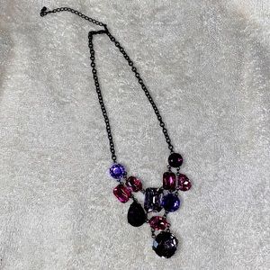 Vintage black metal tone costume crystal necklace.